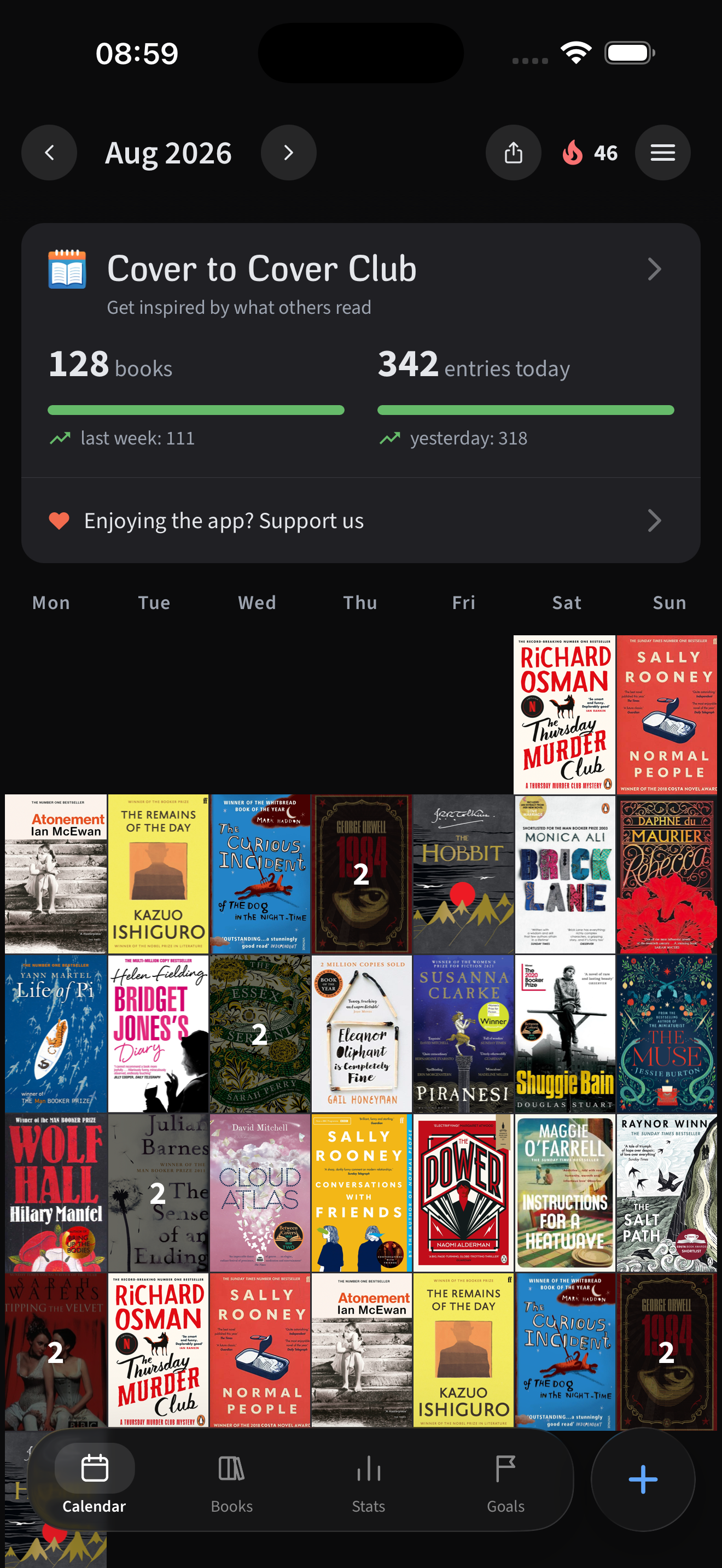 Calendar screen