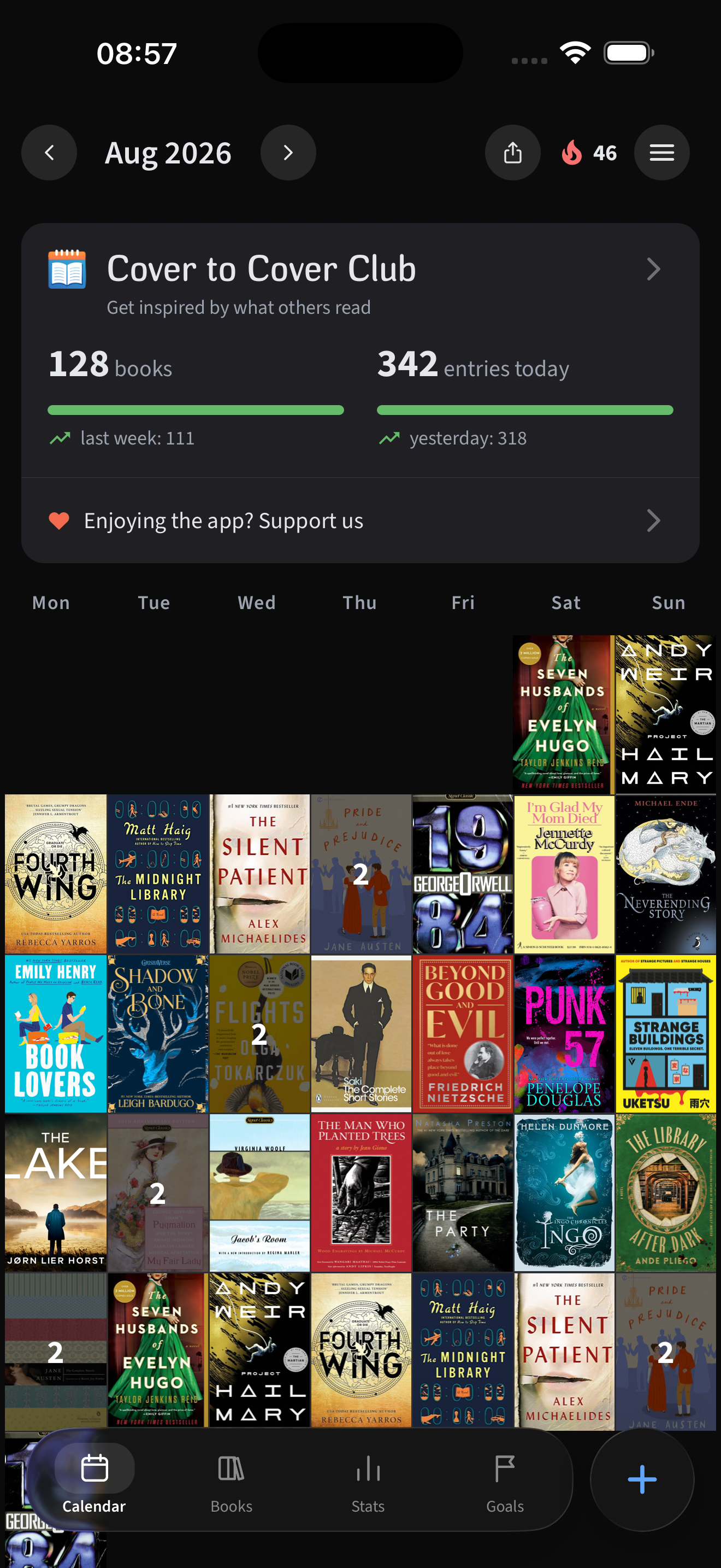 Calendar screen