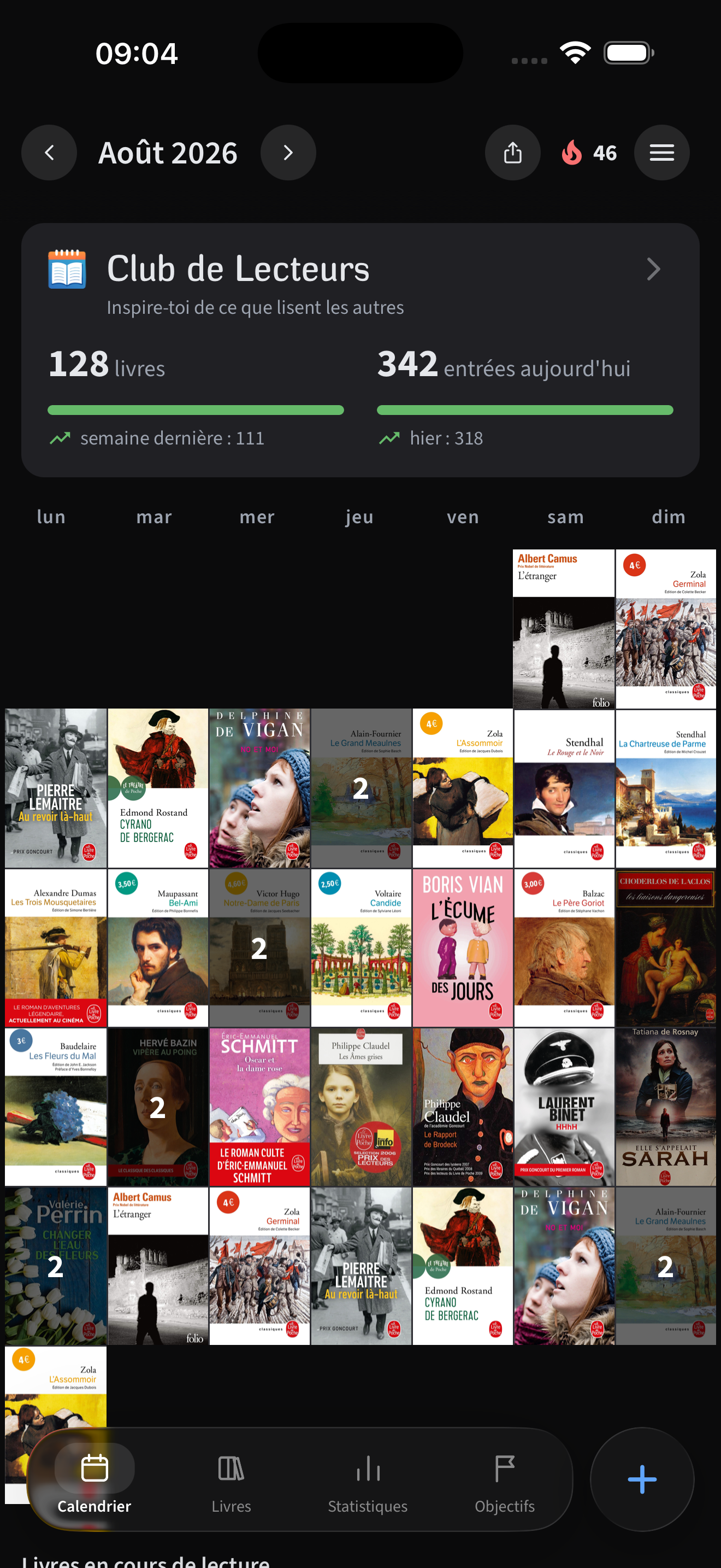 Calendar screen